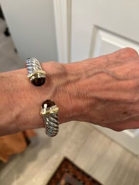 David Yurman sterling silver , 18k gold accents and Smokey topaz cuff